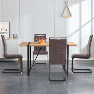 English Elm Rustic Industrial Rectangular Dining Table for 4-6, 1.5" Thick Rustic Brown MDF Top & Black Metal Legs, Quick Assemble Durable 55.1"x31.4"x29.9" W1151133342