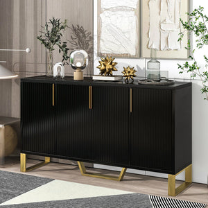 English Elm Trexm Light Luxury Sideboard Gold Legs Marble Top Four Door Storage Cabinet WF295368AAB