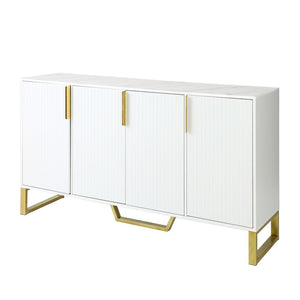 English Elm Trexm Light Luxury Sideboard Gold Legs Marble Top Four Door Storage Cabinet WF295368AAK