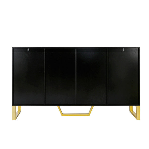 English Elm Trexm Light Luxury Sideboard Gold Legs Marble Top Four Door Storage Cabinet WF295368AAB