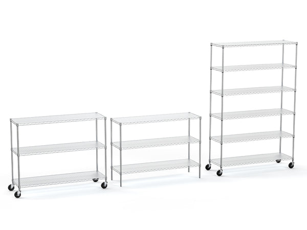 English Elm 6 Tier Heavy Duty Wire Shelving Unit 6000 lb Capacity NSF Certified Adjustable Shelves on Wheels Chrome W155079891