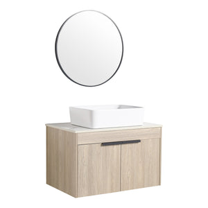 English Elm 30" Modern Wall-Mounted Bathroom Vanity Set With Soft-Close Doors & Ceramic Basin For Stylish Spaces W999S00023