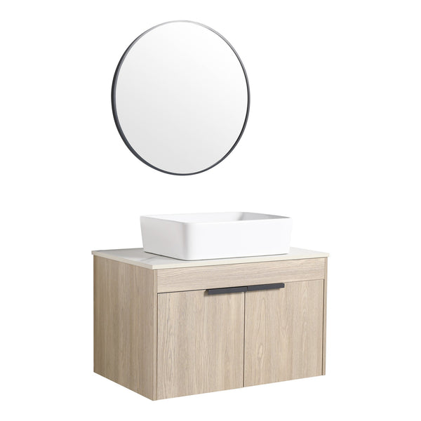 English Elm 30" Modern Wall-Mounted Bathroom Vanity Set With Soft-Close Doors & Ceramic Basin For Stylish Spaces W999S00023