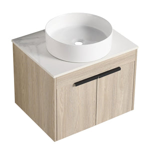English Elm 24 Vanity Cabinet 24-inch Solid Hardwood Plywood Bathroom Vanity Base with Soft-Close Doors, Handles W99967958