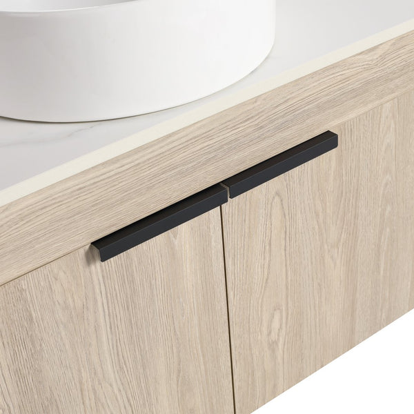 English Elm 30" Modern Floating Bathroom Vanity Set With Ceramic Sink & White Stone Top - Wall-Mounted Elegance W999S00021