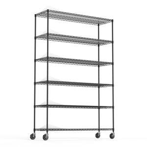English Elm 6 Tier Heavy Duty Wire Shelving Unit 6000 lb Capacity NSF Certified Adjustable Shelves on Wheels Black W155079890