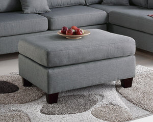 English Elm Grey 3-Piece Reversible Chaise Sectional Sofa with Ottoman - Linen-Like Polyfiber, Pillow Back Comfort B011S00309