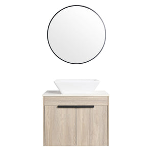 English Elm 24" Modern Floating Bathroom Vanity With Ceramic Sink, Soft-Close Doors & Ample Storage Solution W999S00017
