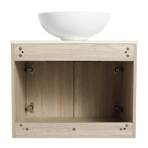 English Elm 24" Modern Wall-Mounted Bathroom Vanity Set With Ceramic Sink & Soft Close Doors For Stylish Storage W999S00015