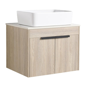 English Elm 36" Modern Floating Bathroom Vanity With Ceramic Sink, Storage Shelves, Soft-Close Doors & Style W999S00286