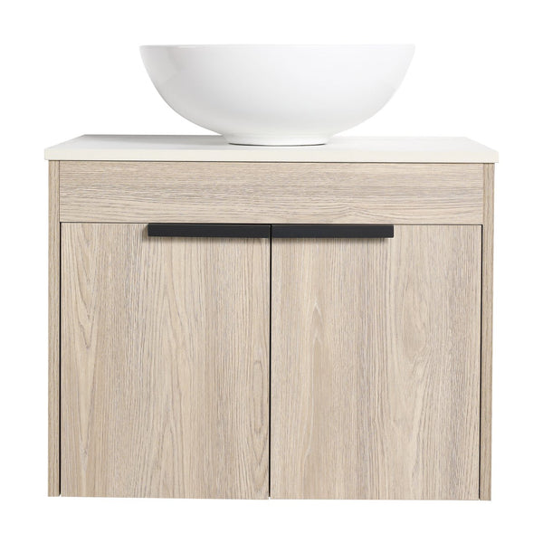 English Elm 24" Modern Wall-Mounted Bathroom Vanity Set With Ceramic Sink & Soft Close Doors For Stylish Storage W999S00015