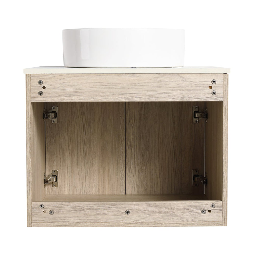 English Elm 24 Vanity Cabinet 24-inch Solid Hardwood Plywood Bathroom Vanity Base with Soft-Close Doors, Handles W99967958