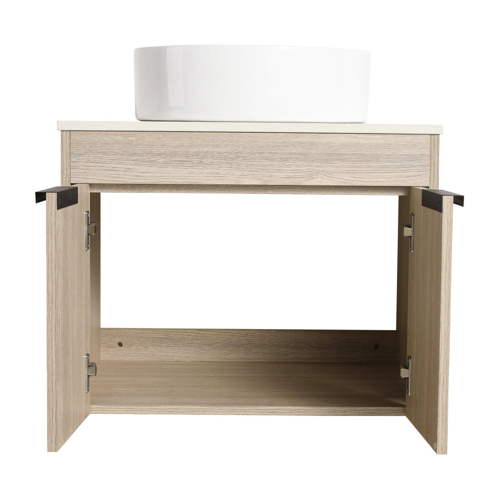 English Elm 24 Vanity Cabinet 24-inch Solid Hardwood Plywood Bathroom Vanity Base with Soft-Close Doors, Handles W99967958