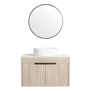 English Elm 30" Modern Floating Bathroom Vanity Set With Ceramic Sink & White Stone Top - Wall-Mounted Elegance W999S00021