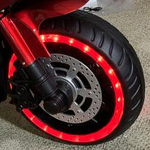 English Elm Kids 12v Ride on Motorcycle with Light up Wheels Training Stabilizers and Bluetooth W1760110296