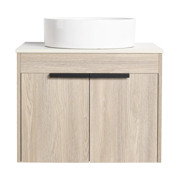 English Elm 36" Modern Floating Bathroom Vanity With Ceramic Sink, White Stone Slab & Smart Storage Solutions W999S00288