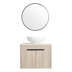 English Elm 24" Modern Wall-Mounted Bathroom Vanity Set With Ceramic Sink & Soft Close Doors For Stylish Storage W999S00015