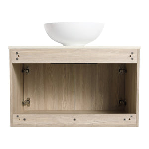 English Elm 30" Modern Floating Bathroom Vanity Set With Ceramic Sink, Soft Close Doors & Ample Storage Space W999S00020