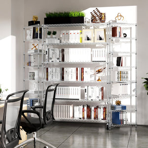 English Elm 6 Tier Heavy Duty Wire Shelving Unit 6000 lb Capacity NSF Certified Adjustable Shelves on Wheels Chrome W155079891