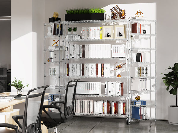 English Elm 6 Tier Heavy Duty Wire Shelving Unit 6000 lb Capacity NSF Certified Adjustable Shelves on Wheels Chrome W155079891