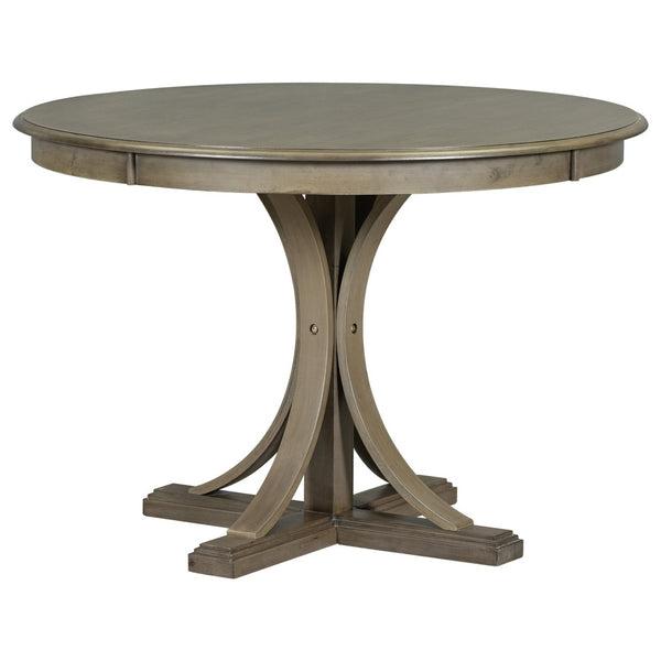 English Elm Trexm Retro Round Bistro Dining Set Acacia Wood Trestle Base Upholstered Seats 5 Piece ST000079AAD