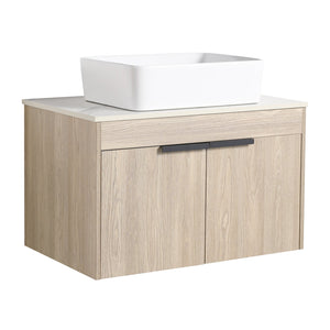 English Elm 30" Modern Wall-Mounted Bathroom Vanity Set With Soft-Close Doors & Ceramic Basin For Stylish Spaces W999S00023