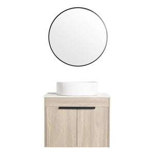 English Elm 24" Modern Wall-Mounted Bathroom Vanity Set With Ceramic Basin & Soft-Close Doors For Stylish Storage W999S00016