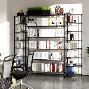 English Elm 6 Tier Heavy Duty Wire Shelving Unit 6000 lb Capacity NSF Certified Adjustable Shelves on Wheels Black W155079890