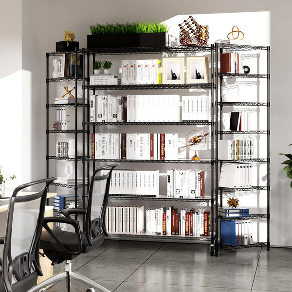 English Elm 6 Tier Heavy Duty Wire Shelving Unit 6000 lb Capacity NSF Certified Adjustable Shelves on Wheels Black W155079890