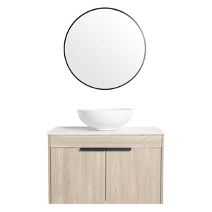 English Elm 30" Modern Floating Bathroom Vanity Set With Ceramic Sink, Soft Close Doors & Ample Storage Space W999S00020