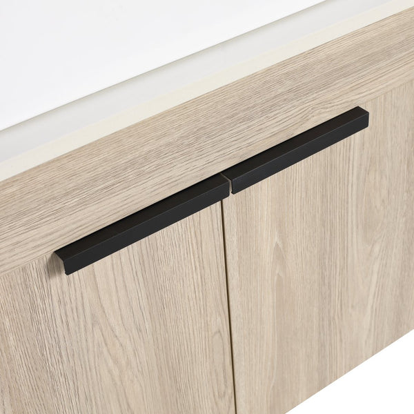 English Elm 24" Modern Floating Bathroom Vanity With Ceramic Basin Set, White Oak, Soft-Close Doors & Storage W999S00018