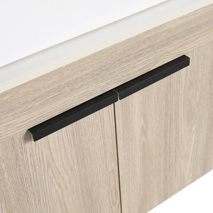 English Elm 36" Modern Floating Bathroom Vanity With Ceramic Sink, Storage Shelves, Soft-Close Doors & Style W999S00286