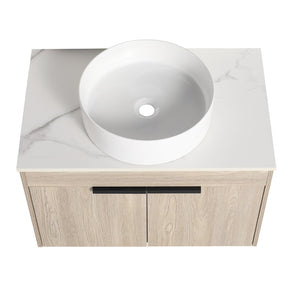 English Elm 42" Modern Floating Bathroom Vanity With Ceramic Sink, Soft-Close Doors & Stylish Storage Solutions P1 W999S00292-GIGA