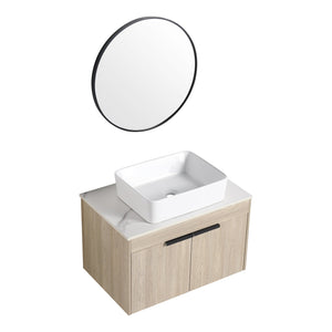 English Elm 30" Modern Wall-Mounted Bathroom Vanity Set With Soft-Close Doors & Ceramic Basin For Stylish Spaces W999S00023