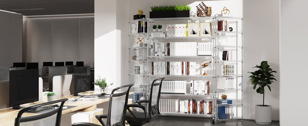 English Elm 6 Tier Heavy Duty Wire Shelving Unit 6000 lb Capacity NSF Certified Adjustable Shelves on Wheels Chrome W155079891
