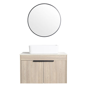 English Elm 30" Modern Wall-Mounted Bathroom Vanity Set With Soft-Close Doors & Ceramic Basin For Stylish Spaces W999S00023