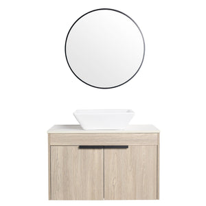 English Elm 30" Modern Floating Bathroom Vanity Set With Ceramic Sink, Soft-Close Doors & Stylish Storage Space W999S00022