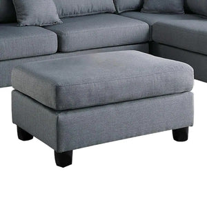 English Elm Grey 3-Piece Reversible Chaise Sectional Sofa with Ottoman - Linen-Like Polyfiber, Pillow Back Comfort B011S00309