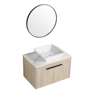 English Elm 30" Modern Floating Bathroom Vanity Set With Ceramic Sink, Soft-Close Doors & Stylish Storage Space W999S00022