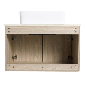 English Elm 30" Modern Wall-Mounted Bathroom Vanity Set With Soft-Close Doors & Ceramic Basin For Stylish Spaces W999S00023