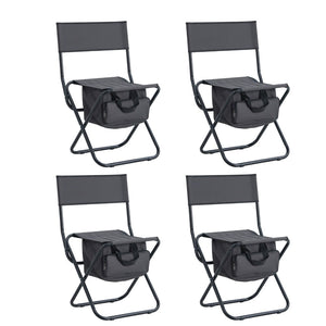 English Elm 4-piece Folding Camp Chair Set with Oxford Cloth Seat and Built-in Storage Pocket W24172222