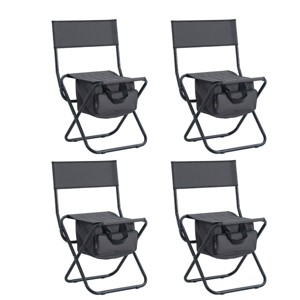 English Elm 4-piece Folding Camp Chair Set with Oxford Cloth Seat and Built-in Storage Pocket W24172222