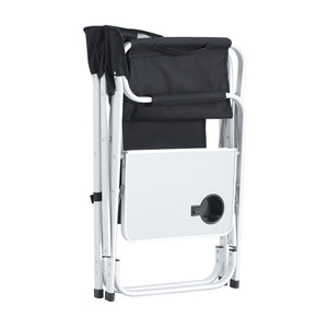 English Elm 2-piece Folding Directors Chairs with Side Table Pockets Padded Aluminum Camping Set W24172217