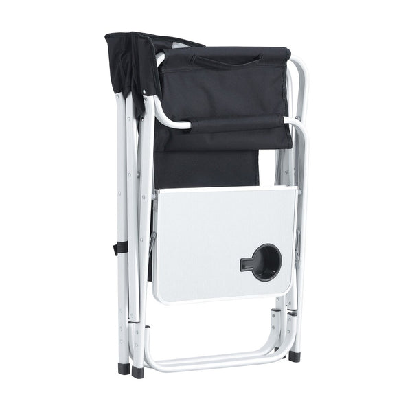 English Elm 2-piece Folding Directors Chairs with Side Table Pockets Padded Aluminum Camping Set W24172217