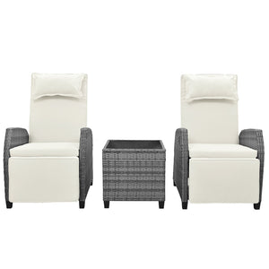 English Elm U_style Outdoor Hdpe Rattan Two Person Lounge Set with Tempered Glass Coffee Table WY000325AAA