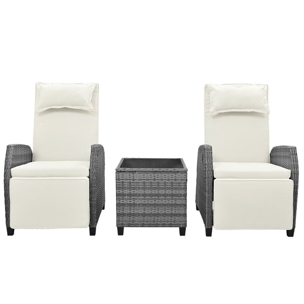 English Elm U_style Outdoor Hdpe Rattan Two Person Lounge Set with Tempered Glass Coffee Table WY000325AAA