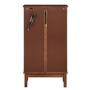 English Elm Curio Lighted Display Cabinet with Mirrored Back, Tempered Glass Shelves, Classic Floor Mount Design Walnut W169392180