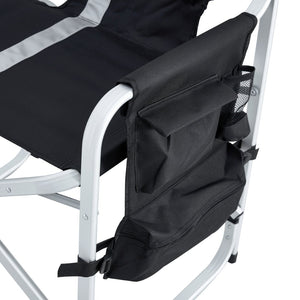 English Elm 2-piece Folding Directors Chairs with Side Table Pockets Padded Aluminum Camping Set W24172217