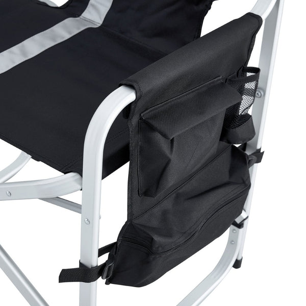 English Elm 2-piece Folding Directors Chairs with Side Table Pockets Padded Aluminum Camping Set W24172217