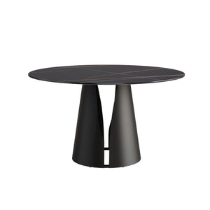 English Elm 53.15"Modern Round Dining Table With Black Carbon Steel Base - Seats 6, Scratch-Resistant Surface W1535S00217